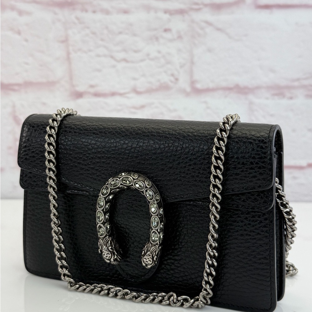 Authentic Gucci Dionysus Super Mini Black Leather Chain Bag - Picture 2 of 12